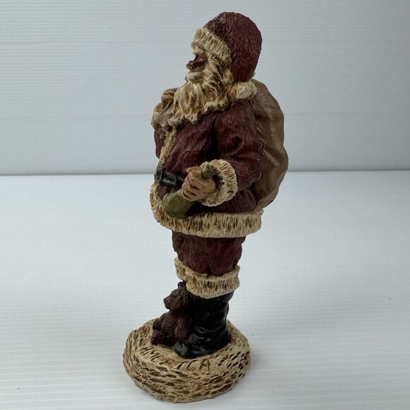 Vintage Santa Claus Figurine America Teddy Bear Christmas Decoration Rustic - Picture 5 of 16